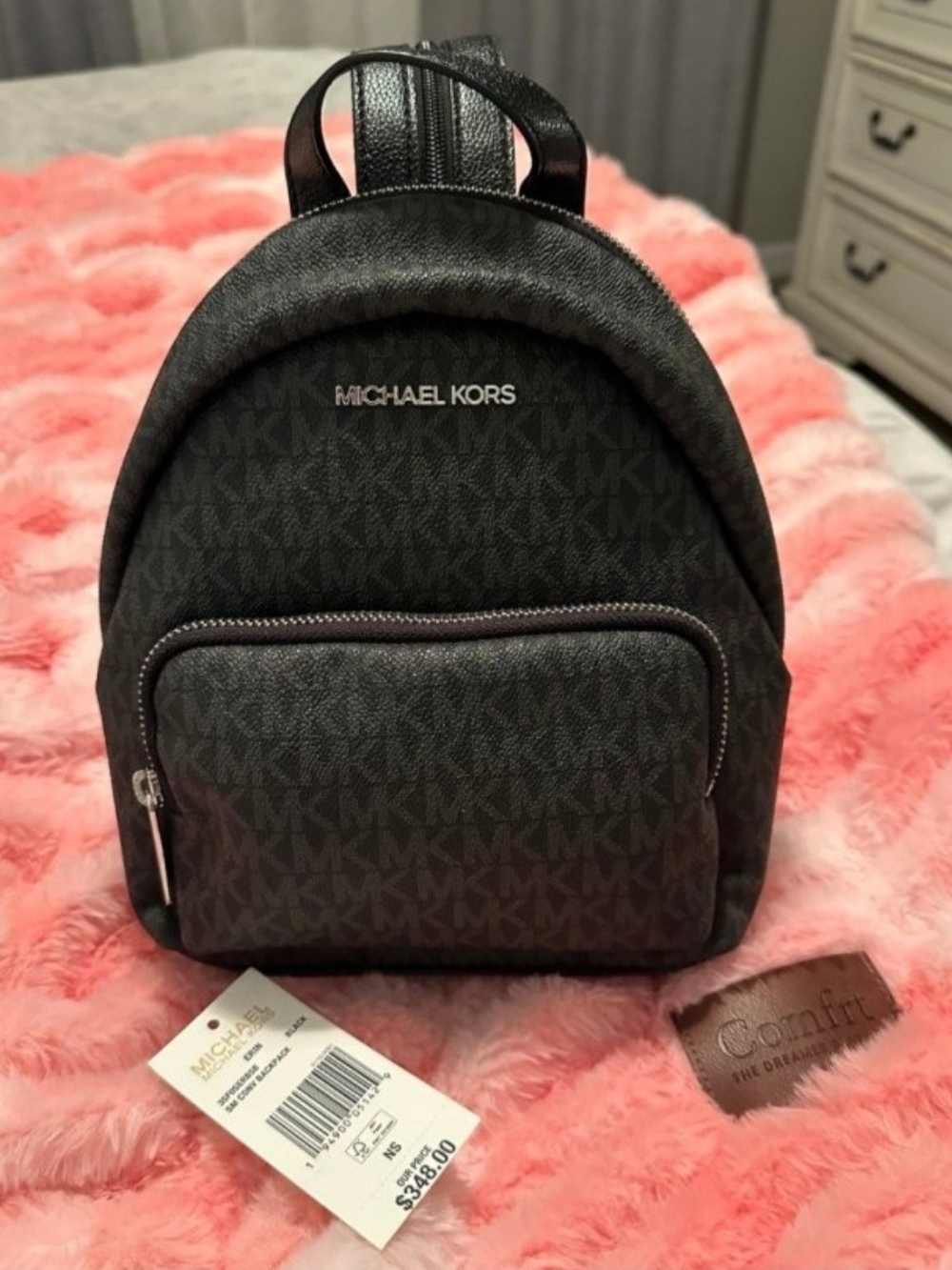 Michael Kors Black MK Small Backpack Bag Tag With It